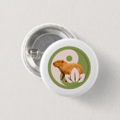 Badge Rond 2,50 Cm Capybara Zen Yin Yang Nature Paisible (Devant & derrière)