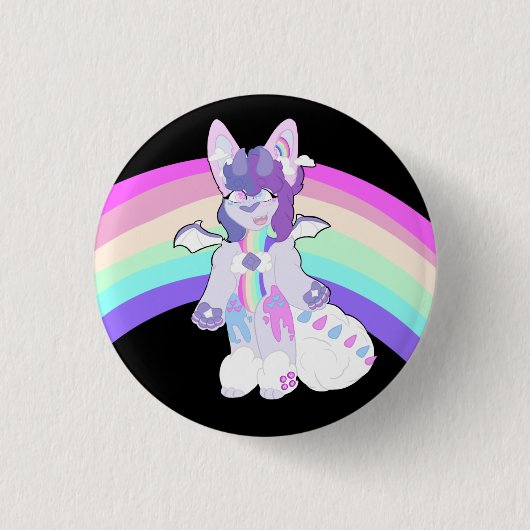 Badge Rond 2,50 Cm Caractère de fleur adorable Arc-en-ciel (Devant)