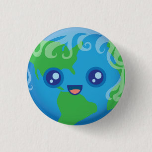 Badge Rond 2,50 Cm Caractère mignon de la terre de planète de Kawai