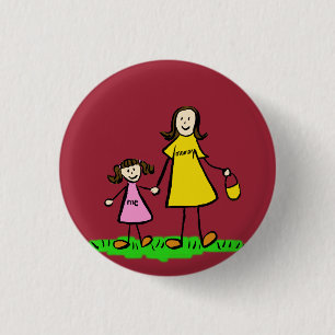 Badge Rond 2,50 Cm Caractères de famille de la mère et de la fille Bo