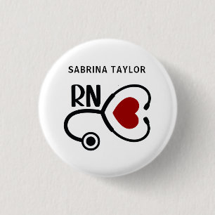 Badge Rond 2,50 Cm Cardiac Nurse Heart Stethoscope RN Notebook Keycha