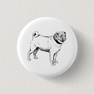 Badge Rond 2,50 Cm Carlin à chien