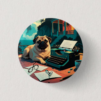 Badge Rond 2,50 Cm Carlin chien gentleman vintage