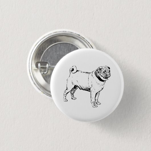 Badge Rond 2,50 Cm Carlin chien pin (Devant & derrière)