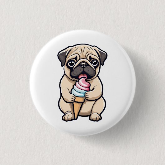 Badge Rond 2,50 Cm Carlin lécher glace (Devant)