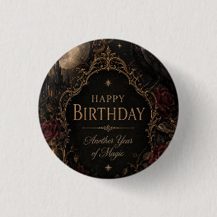 Badge Rond 2,50 Cm Carte d'anniversaire gothique, Floral sombre, Papi