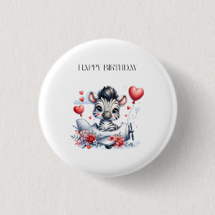 Badge Rond 2,50 Cm Carte d'anniversaire Zèbre Avion