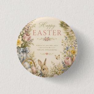 Badge Rond 2,50 Cm Carte de vœux de Pâques élégante de style campagne