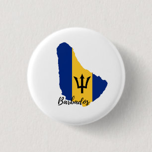 Badge Rond 2,50 Cm Carte du drapeau de la Barbade
