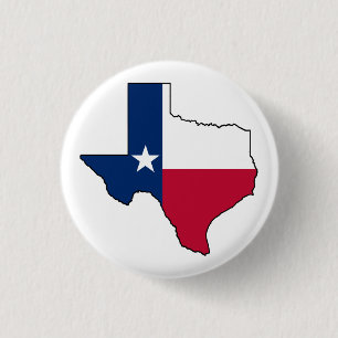 Badge Rond 2,50 Cm Carte du drapeau de l'État du Texas
