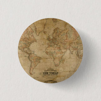 Badge Rond 2,50 Cm Carte du Vieux Monde antique sur une épine