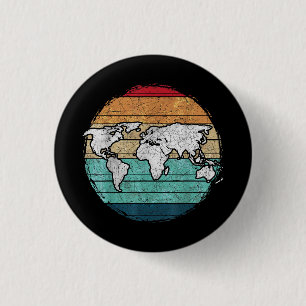 Badge Rond 2,50 Cm Carte Retro World