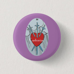 Badge Rond 2,50 Cm Carte Tarot 3 épées Thunder_Cove
