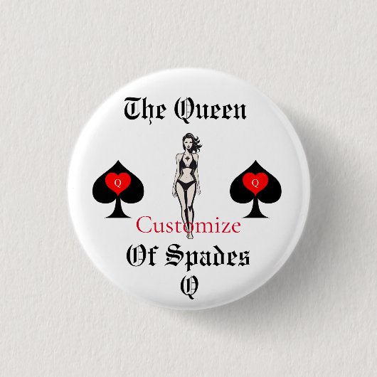 Badge Rond 2,50 Cm Carte Tarot Queen of Spades Thunder_Cove (Devant)