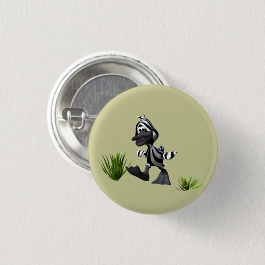 Badge Rond 2,50 Cm Carton mignon Zebra Duck (Devant & derrière)