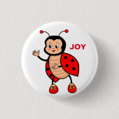 Badge Rond 2,50 Cm Cartoon de Ladybug très heureux (Devant)