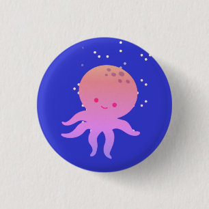 Badge Rond 2,50 Cm Cartoon rose Bébé Octopus