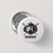Badge Rond 2,50 Cm Casque de ski cool (Devant & derrière)