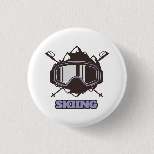 Badge Rond 2,50 Cm Casque de ski cool (Devant)