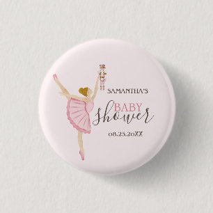 Badge Rond 2,50 Cm Casse-Noisette Ballerine Aquarelle Rose Baby Showe