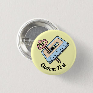 Badge Rond 2,50 Cm Cassette audio avec crayon