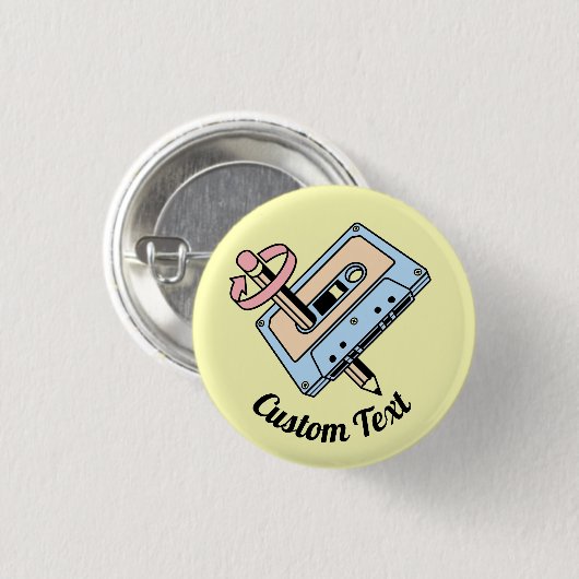 Badge Rond 2,50 Cm Cassette audio avec crayon (Devant & derrière)