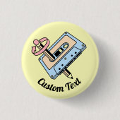 Badge Rond 2,50 Cm Cassette audio avec crayon (Devant)