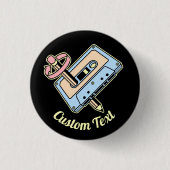 Badge Rond 2,50 Cm Cassette audio avec crayon (Devant)