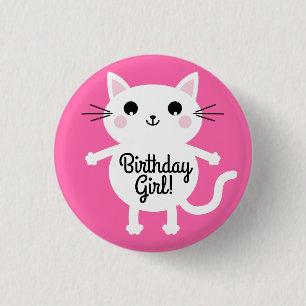 Badge Rond 2,50 Cm Cat Cute Kitty Colorée 1er anniversaire Thème de