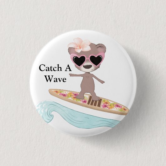 Badge Rond 2,50 Cm Catch A Wave Surfer (Devant)