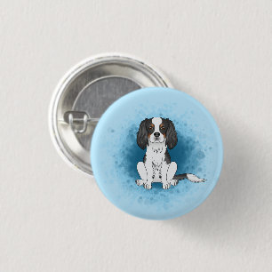 Badge Rond 2,50 Cm Cavalier King Charles Spaniel tricolore sur fond b