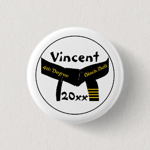 Badge Rond 2,50 Cm Ceinture noire de 4ème degré d'arts martiaux