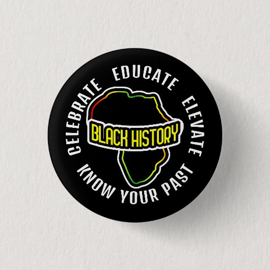 Badge Rond 2,50 Cm Célébration de l'histoire des Noirs en NOIR (Devant)