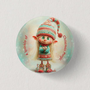 Badge Rond 2,50 Cm Célébration des Elfes du Pôle Nord Magie de Noël