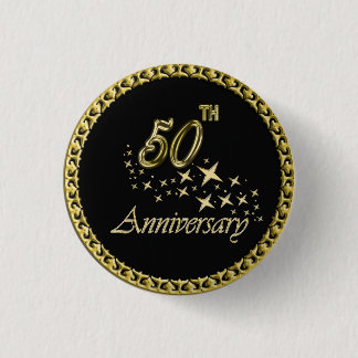 Badge Rond 2,50 Cm Célébration d'or et d'anniversaire de noir