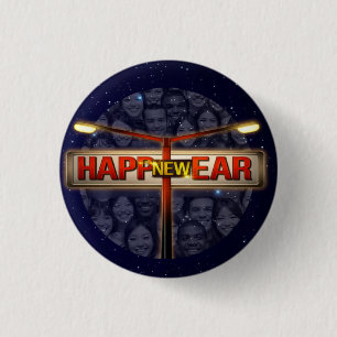 Badge Rond 2,50 Cm Célébration du Nouvel An : Nouveau Bonheur : 31 dé