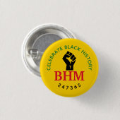 Badge Rond 2,50 Cm Célébrer l'histoire des Noirs 247365 MONOGRAM Jaun (Devant & derrière)