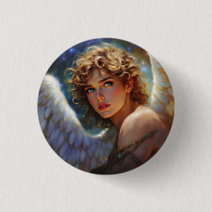 Badge Rond 2,50 Cm Celestial Guardian - Angel des étoiles