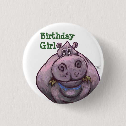 Badge Rond 2,50 Cm Centre du parti Hippopotame (Devant)