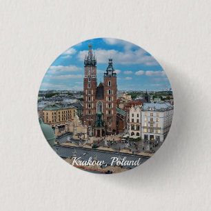 Badge Rond 2,50 Cm Centre-ville de Cracovie d'en haut en Pologne