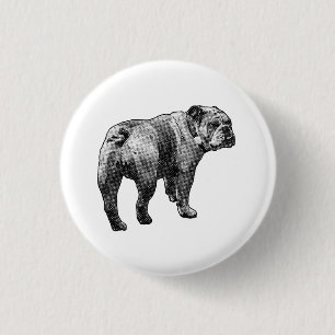 Badge Rond 2,50 Cm Cercle Bouledogue, Profil Discret