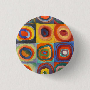 Badge Rond 2,50 Cm Cercles concentrés Carré de Kandinsky