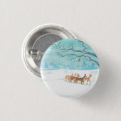 Badge Rond 2,50 Cm Cerf de chevreuil dans le bois d'hiver couvert de  (Devant & derrière)