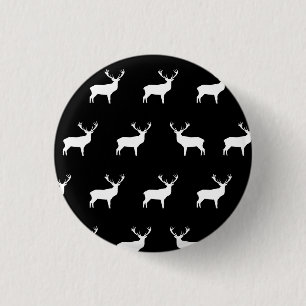Badge Rond 2,50 Cm Cerfs communs - bouton noir et blanc