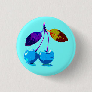 Badge Rond 2,50 Cm Cerises bleues vives