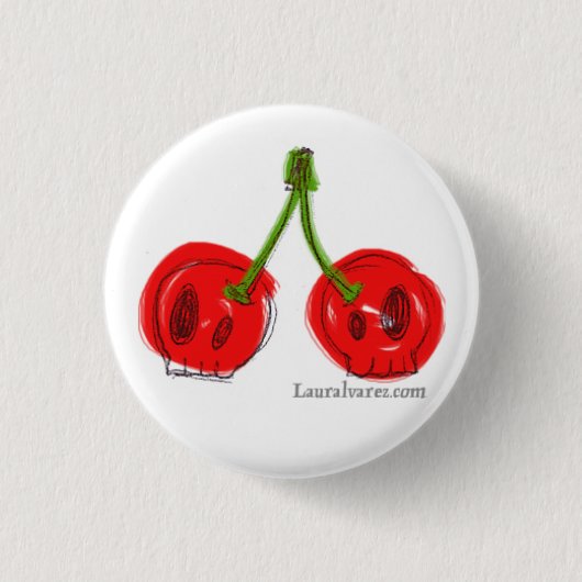 Badge Rond 2,50 Cm cerises de crâne (Devant)