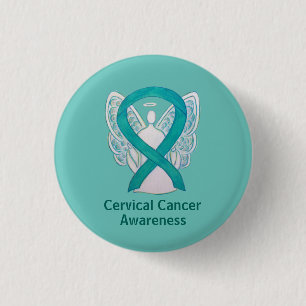 Badge Rond 2,50 Cm Cervical Cancer Sensibilisation Ruban Angel Pins B