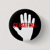 Badge Rond 2,50 Cm Cessez-le noir rouge main blanche gras texte perso (Devant)