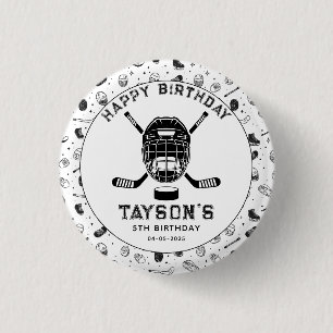 Badge Rond 2,50 Cm C'est l'heure du hockey - Fête d'anniversaire pour
