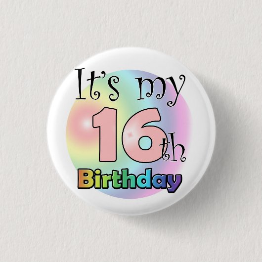 Badge Rond 2,50 Cm C'est mon 16ème anniversaire (roze) (Devant)